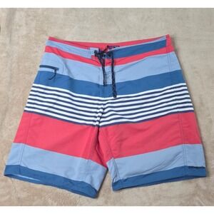 Patagonia Wavefarer Board Shorts Men's Size 38 Fitz Stripe Red Blue Style 86558
